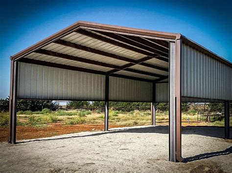 Carport central - With three distinct sections, this structure has everything you need. The large 3-sided section is perfect for parking a couple of vehicles, while the lean-to section is great for yard equipment. 24×26 Vertical Roof Metal Carport. Starting at : $5,350.00.